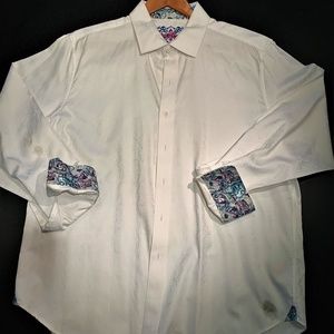 Robert Graham Embroidered White Long Sleeve Shirt